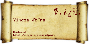 Vincze Örs névjegykártya